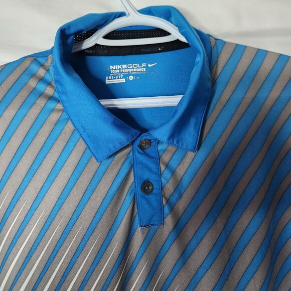 Nike Golf Tour Performance Dri-FIT Polo Men’s XL – Blue w/ Silver Streaks - Picture 2 of 6